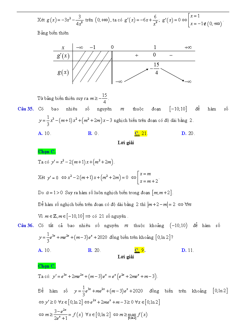 Trắc nghiệm tìm m để hàm số đơn điệu 22