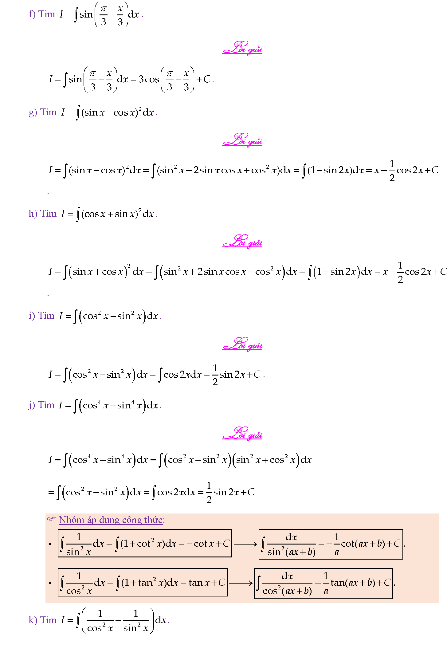 Tài liệu nguyên hàm và các phương pháp tính nguyên hàm 10