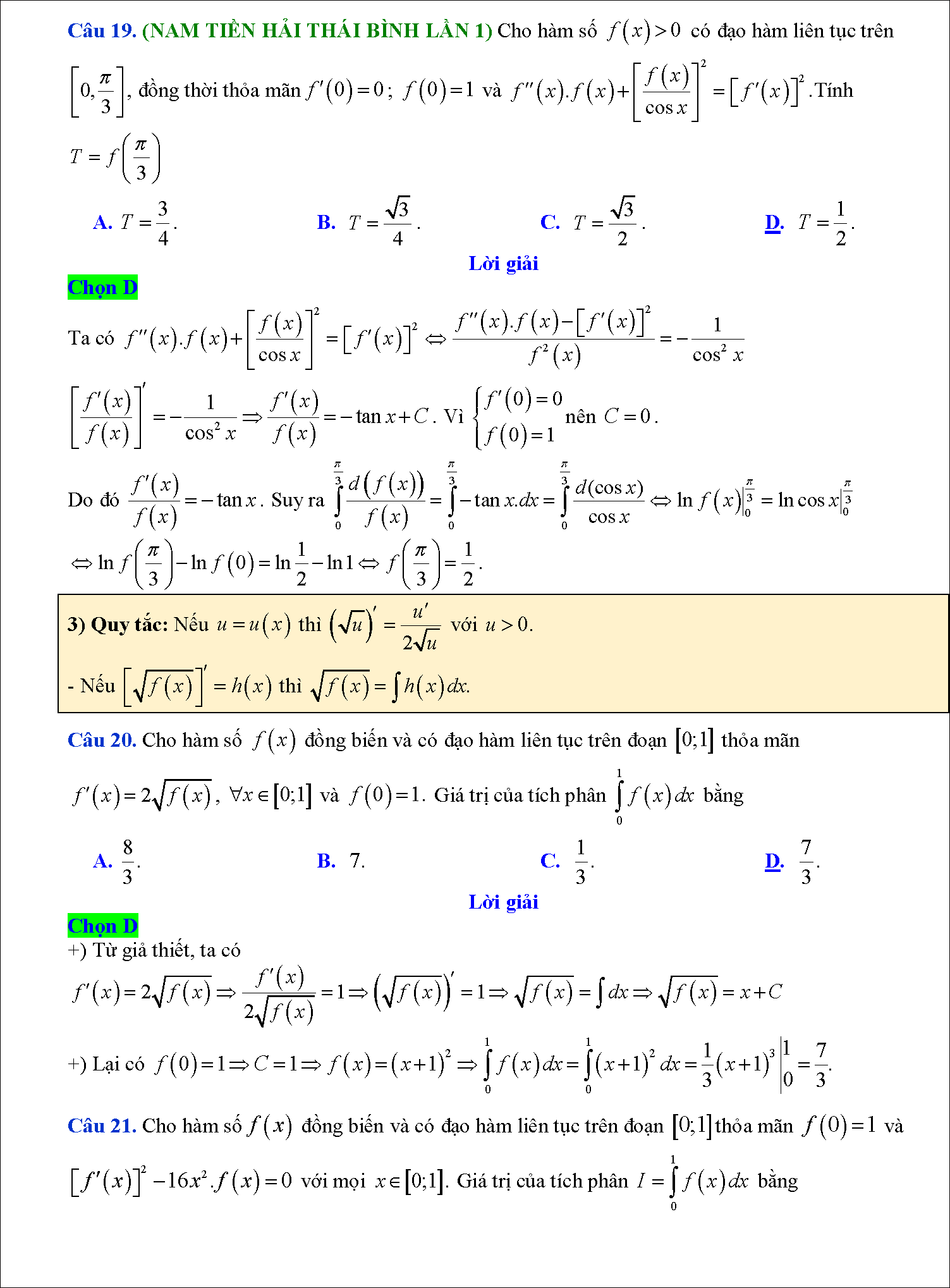 Các dạng toán tích phân hàm ẩn 9