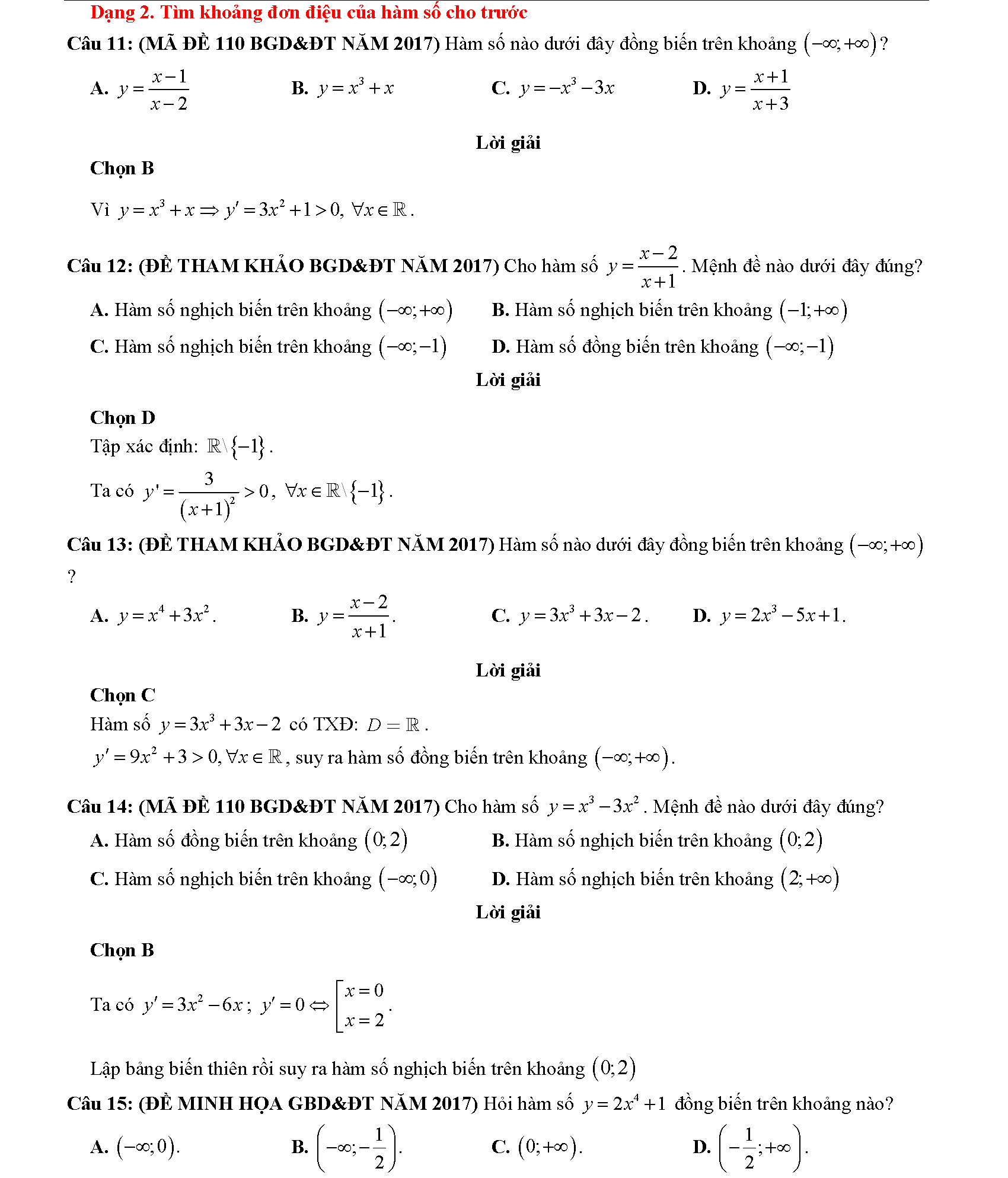 Các dạng toán về tính đơn điệu của hàm số 18
