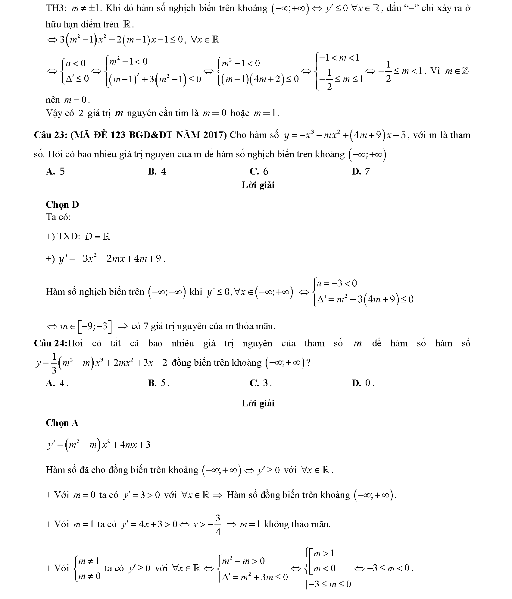 Các dạng toán về tính đơn điệu của hàm số 22