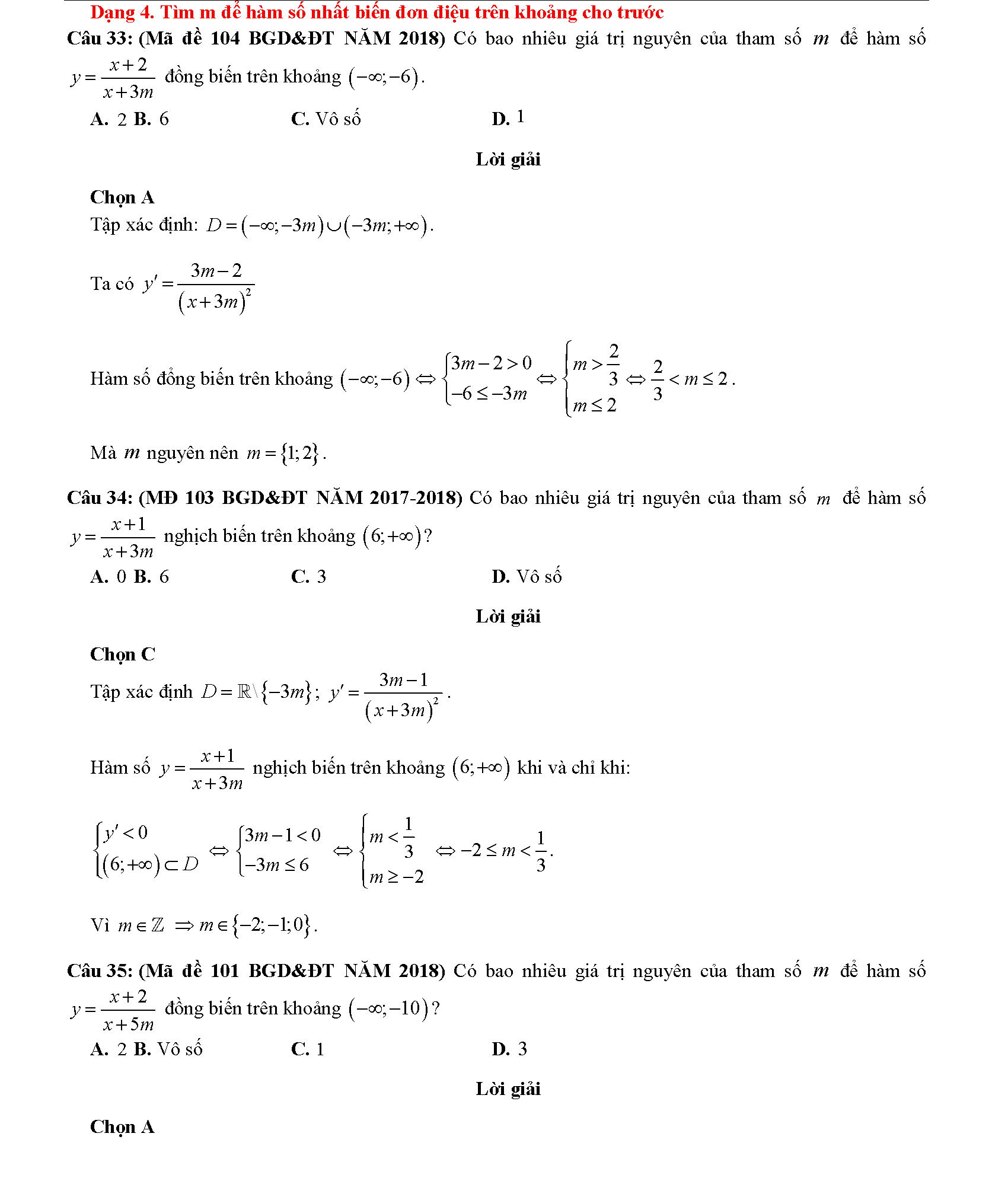 Các dạng toán về tính đơn điệu của hàm số 26