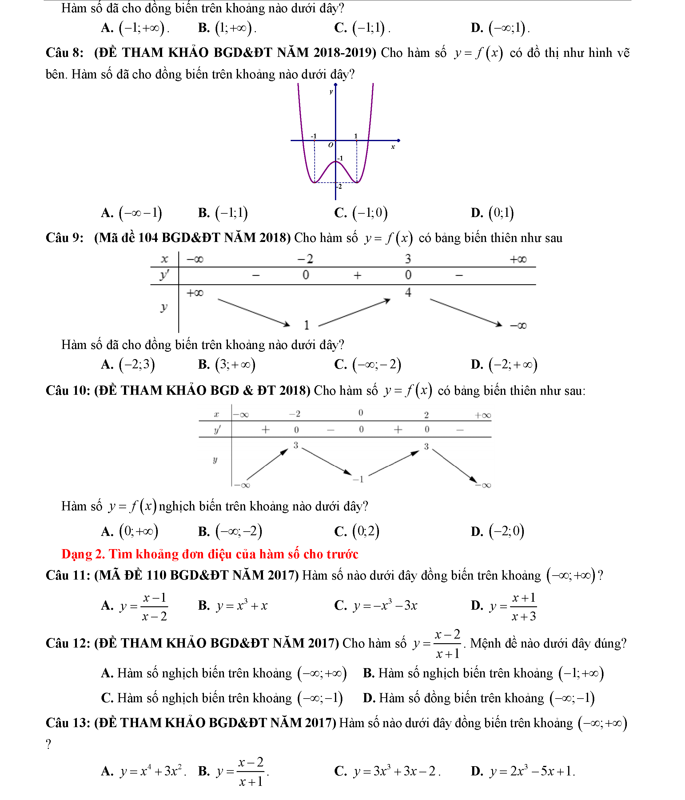 Các dạng toán về tính đơn điệu của hàm số 3