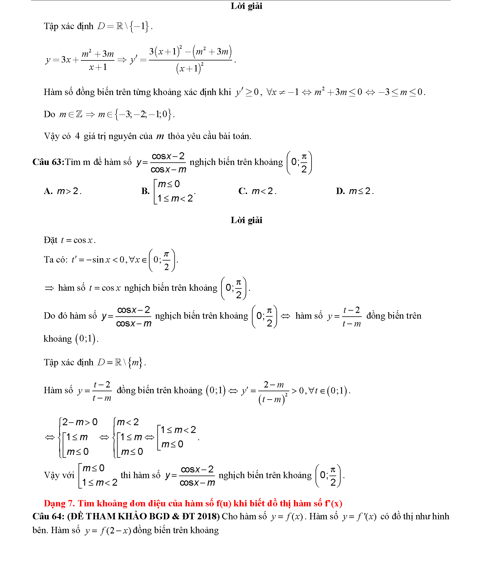 Các dạng toán về tính đơn điệu của hàm số 42