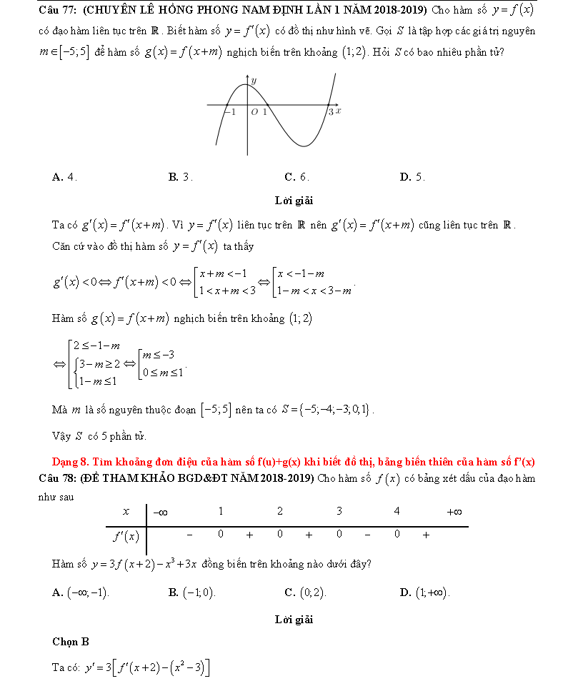 Các dạng toán về tính đơn điệu của hàm số 52