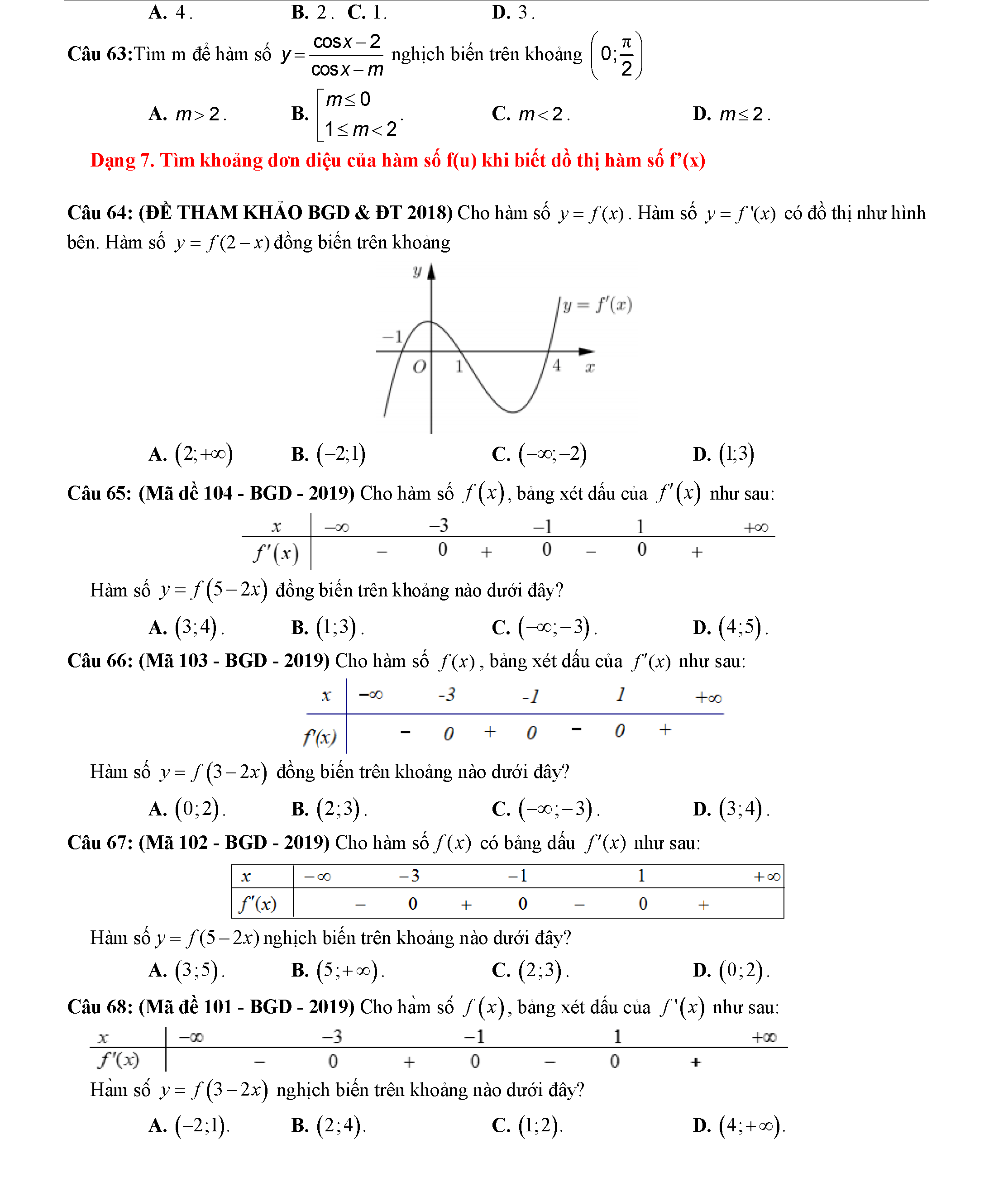 Các dạng toán về tính đơn điệu của hàm số 9