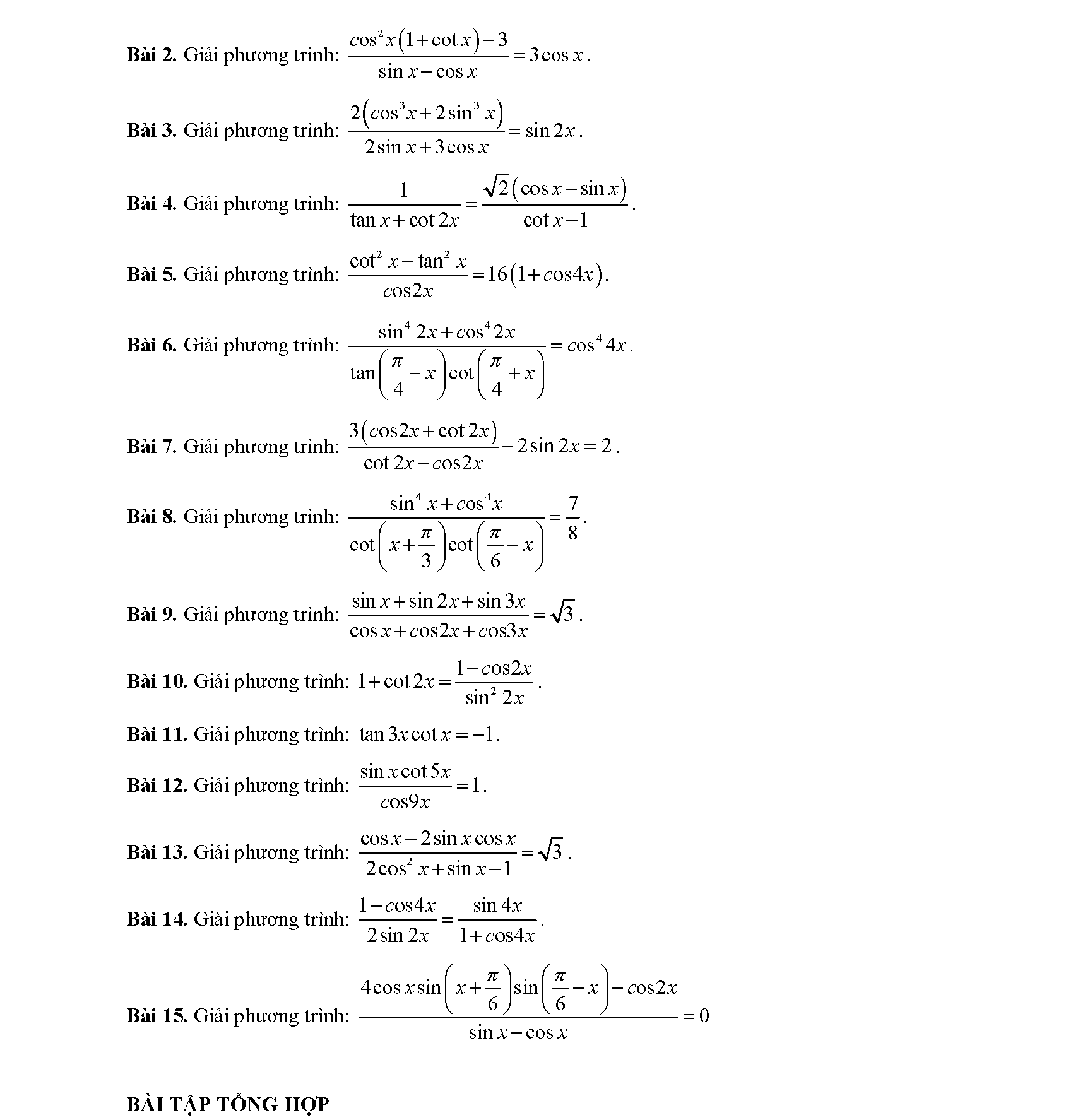 Chuyên đề phương trình lượng giác 45