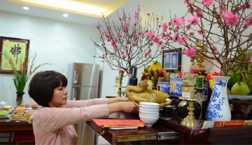 Mâm cúng giao thừa trong nhà