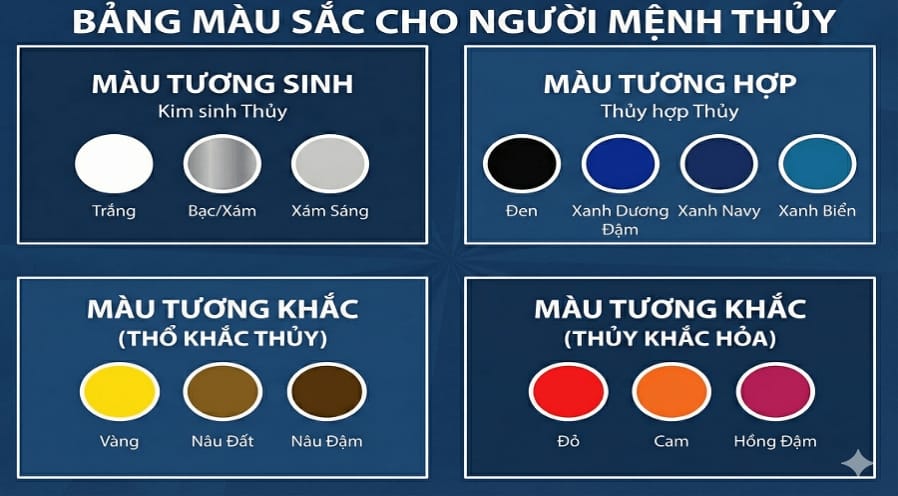 Màu sắc tương sinh với người mệnh Thủy