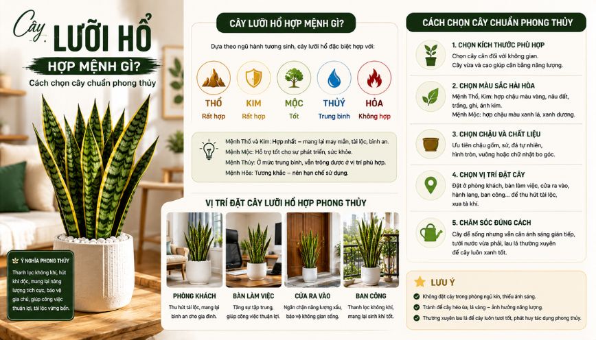 Cây lưỡi hổ hợp mệnh gì? Cách chọn cây chuẩn phong thủy