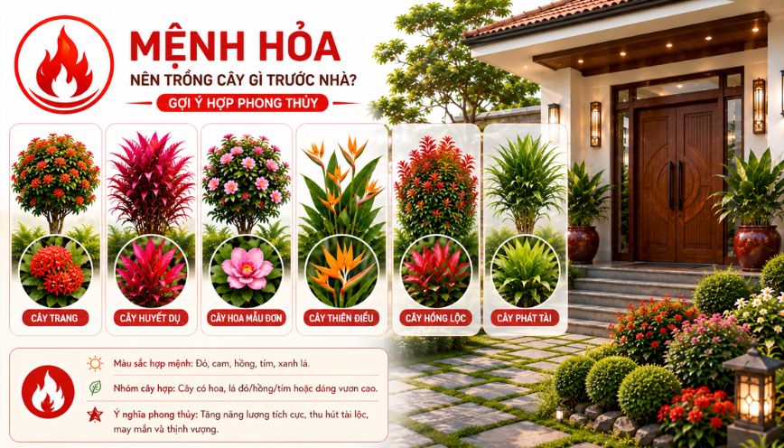 Gợi ý hợp phong thủy mệnh Hỏa nên trồng cây gì trước nhà