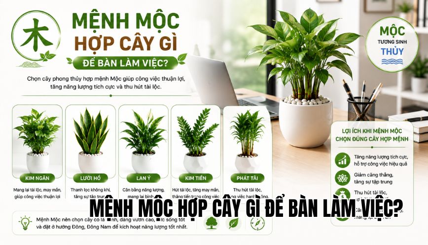 mệnh mộc hợp cây gì để bàn làm việc