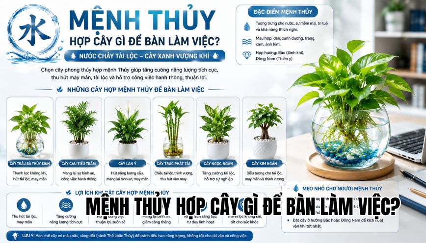 mệnh thủy hợp cây gì để bàn làm việc