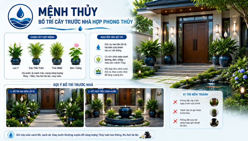 Mệnh Thủy nên bố trí cây trước nhà như thế nào?